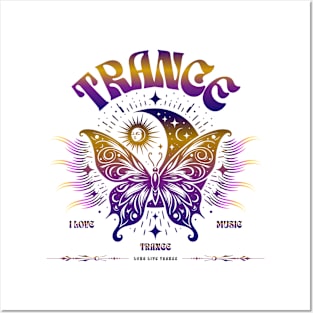 TRANCE  - Butterfly Moon Stars (dark purple/gold) Posters and Art